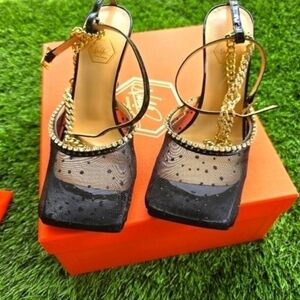 $800 Nalebe Pump Heels Sz 37 (7US) Women Stellar Crystal Embellished Mesh New